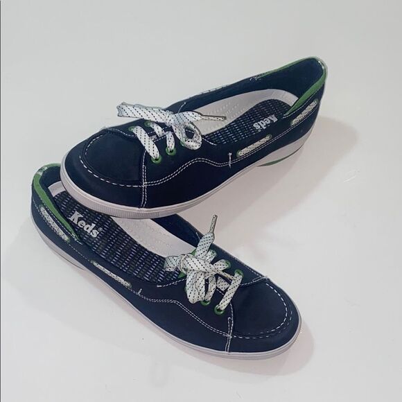 Y2K Keds Madras Navy Sneakers with Green Accents Size 8  5.5 - Picture 1 of 8
